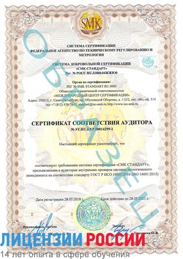 Образец сертификата соответствия аудитора №ST.RU.EXP.00014299-1 Нефтеюганск Сертификат ISO 14001